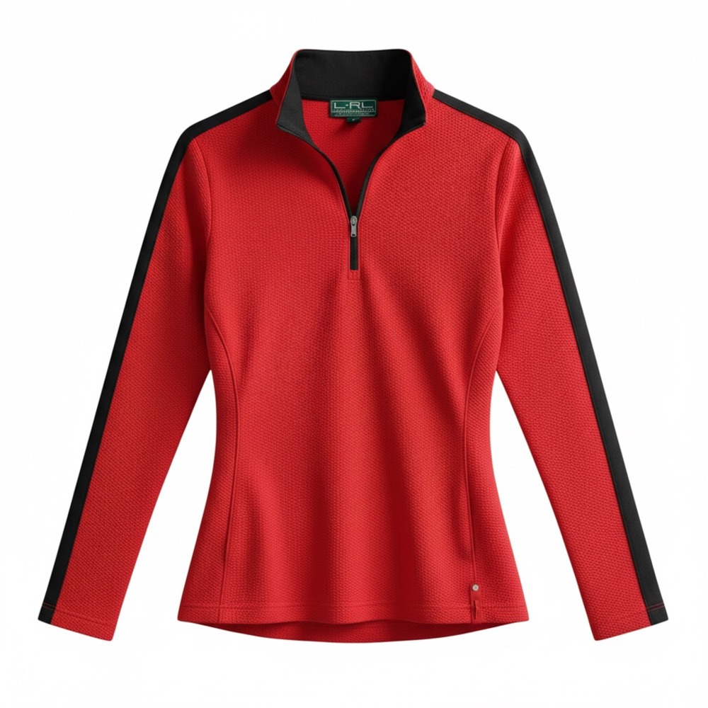 Lauren Active Ralph Lauren Women's Red Black Colorblock 1/4 Zip Pullover